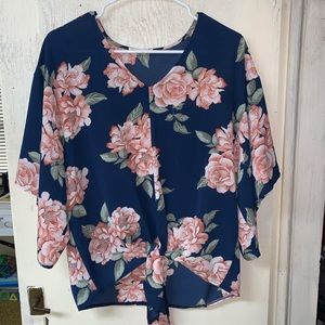 Floral Tie-Front Top